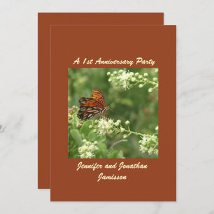 Invitation 1er Anniversaire, Noms, Papillon orange
