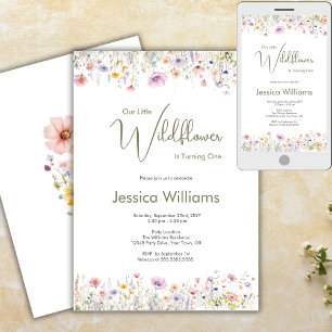 Invitation 1er anniversaire Notre petit Fleur sauvage qui tou