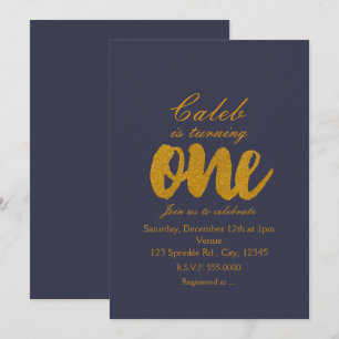 Invitation 1er Anniversaire or ONE Toute Couleur Fête Invitat