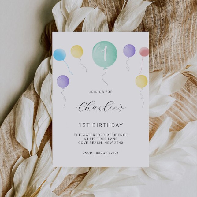Invitation 1er anniversaire, ours en peluche (1st Birthday, Teddy Bear Invitation)