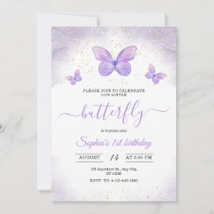 Invitation 1er Anniversaire Papillons Fête d'anniv