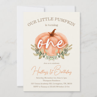 Invitation 1er anniversaire Petit Citrouille Automne / Automn