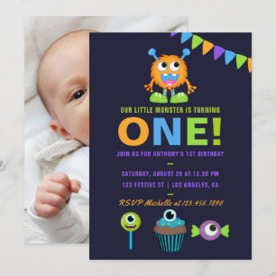 Invitation 1er anniversaire Petit Monster Boy Party Invitatio