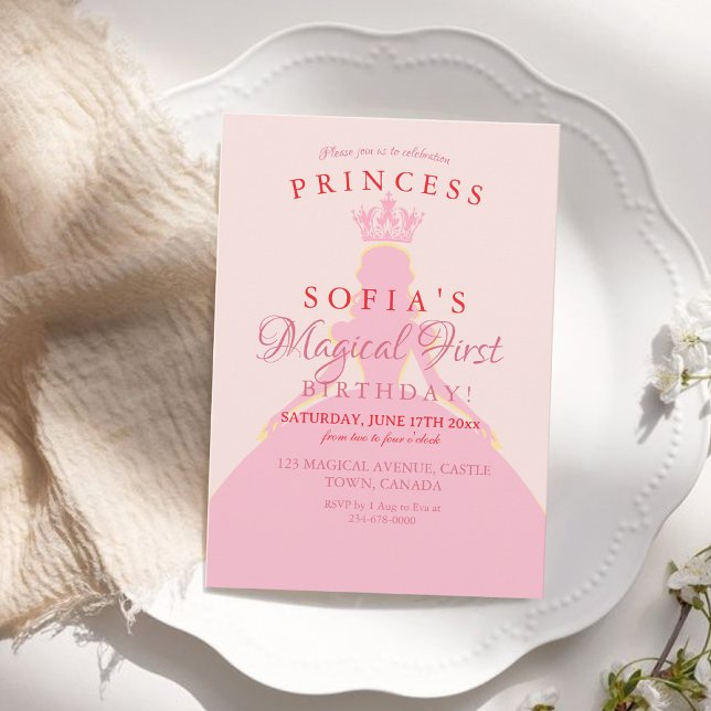 Invitation 1er anniversaire Princesse Photo (Créateur téléchargé)
