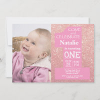 1er Anniversaire Rose Gold Paillettes et Photo Ros