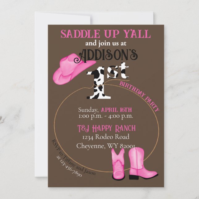 Invitation 1er Anniversaire Saddup Casquette de bottes de fil (Devant)