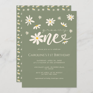 Invitation 1er anniversaire Super une marmite vert Boho
