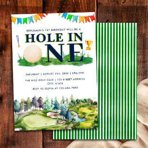 Invitation 1er Anniversaire Troue en Un Golf Anniversaire Par