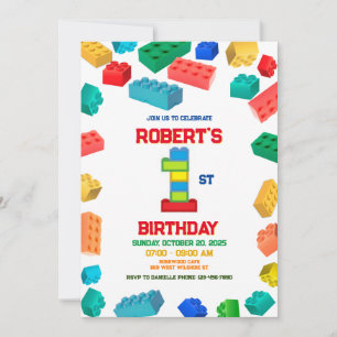 Invitation 1er Bâtiments Blocs Anniversaire Invitation, Blocs