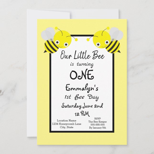 Invitation 1er Jour de l'abeille Anniversaire (Devant)