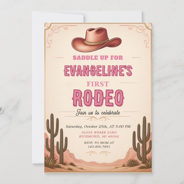 Invitation 1er Rodeo Wild West anniversaire personnel (Devant)