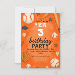 Invitation 1er Sport Boy Baseball Anniversaire Rookie de l'an
