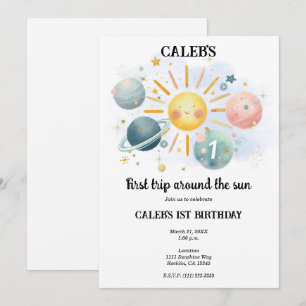Invitation 1er Tour Autour du Soleil Pastel Aquarelle 1 Fête