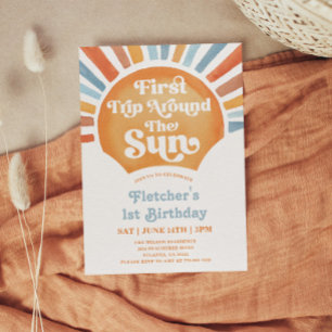 Invitation 1er Voyage Autour du Soleil Garçon 1er Anniversair