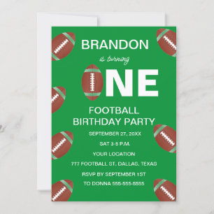 Invitation 1ère fête d'anniversaire Football Green Boys Sport