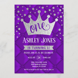 Invitation 1ère fête d'anniversaire - Royal Purple Silver