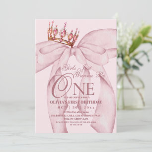 Invitation 1ère Filles au Ruban Rose Just Wanna Be One Annive