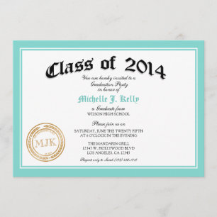 Invitation 2014 fêtes de remise des diplômes bleues