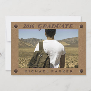 Invitation 2016 Diplômé Vintage cuir look et photo