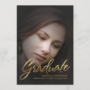 Invitation 2019 Graduate Gold Script Full Photo Overlay