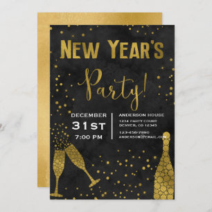 Invitation 2019 verres de Champagne de partie de réveillon de