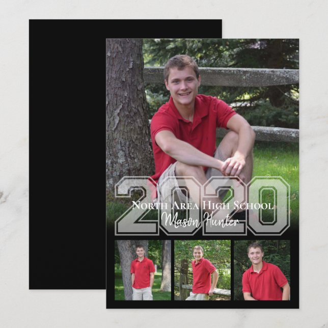 Invitation 2020 Senior Memories Varsity Quad Photo Graduation (Devant / Derrière)