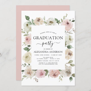Invitation 2022 Dusty Pink Graduation Floral Greenery
