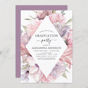 Invitation 2022 Graduation Boho Dusty rose violet