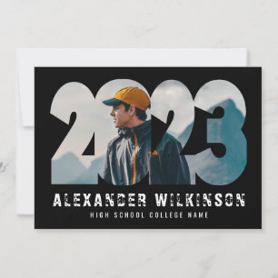 Invitation 2023 Modern Bold Script tendance 4 Photo Graduatio
