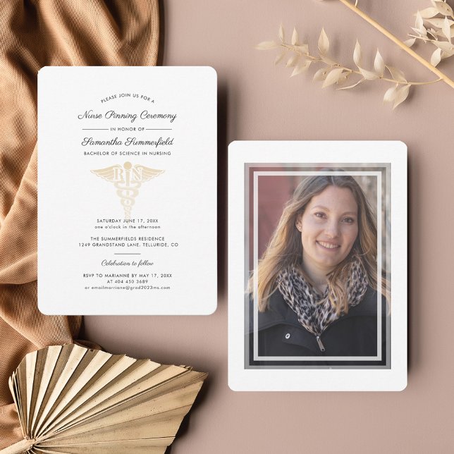 Invitation 2025 Cérémonie de remise des diplômes Infirmières  (Nurse Pinning Graduation Party Invitation)