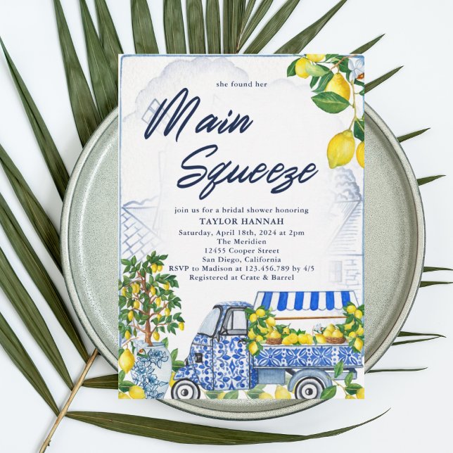 Invitation 2025 Citron Italien Bleu Douche nuptial (Créateur téléchargé)