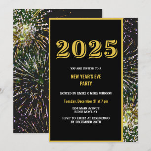 Invitation 2025 du feu d'artifice du Nouvel An Eve