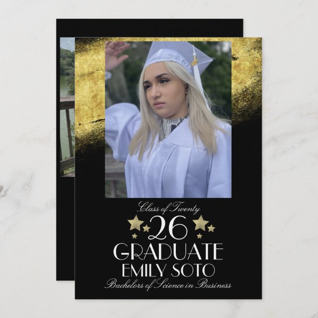 Invitation 2026 Graduation Collage Party Script Star Photo (Devant / Derrière)
