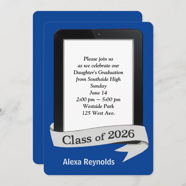 Invitation 2026 Graduation Electronic Tablet Party   (Devant / Derrière)
