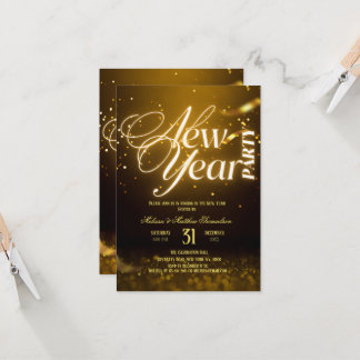 Invitation 2026 New Years Eve Party Gold Glitter Black