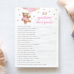 Invitation 20 Questions sur les parents Teddy Bear Card