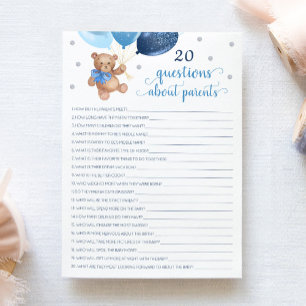 Invitation 20 Questions sur les parents Teddy Bear Card