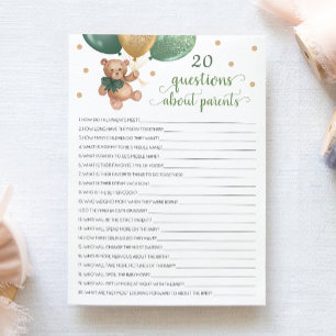 Invitation 20 Questions sur les parents Teddy Bear Card