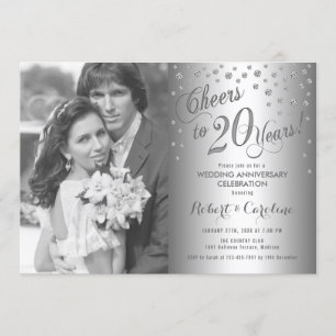 Invitation 20e Anniversaire avec Photo - Diamant Argent