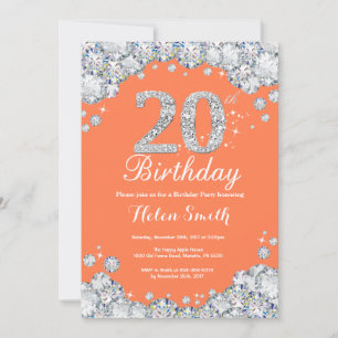 Invitation 20e Anniversaire Corail et Diamant Argenté