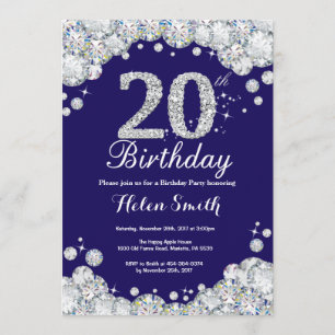 Invitation 20e anniversaire de la marine Blue and Silver Diam