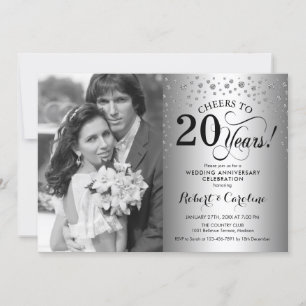 Invitation 20e Anniversaire de Mariage avec Photo - Argent