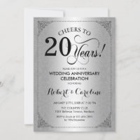 20e anniversaire de mariage - Damassé noir argenté