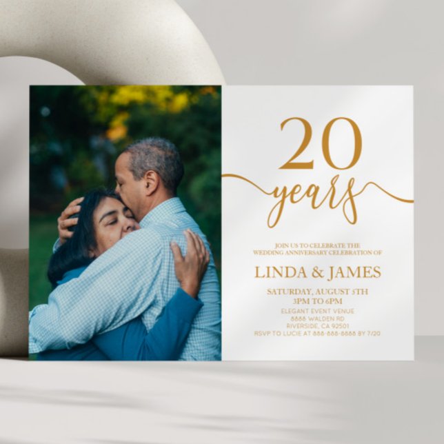 Invitation 20e anniversaire de Mariage de Champagne minimalis (Créateur téléchargé)