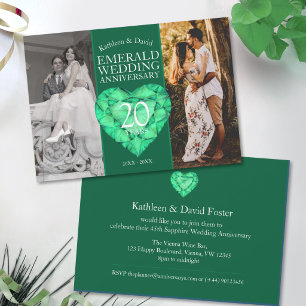 Invitation 20e anniversaire de mariage d'émeraude maintenant