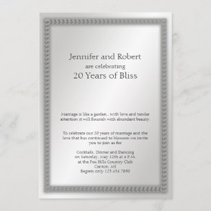 Invitation 20e anniversaire de mariage en feuille de platine