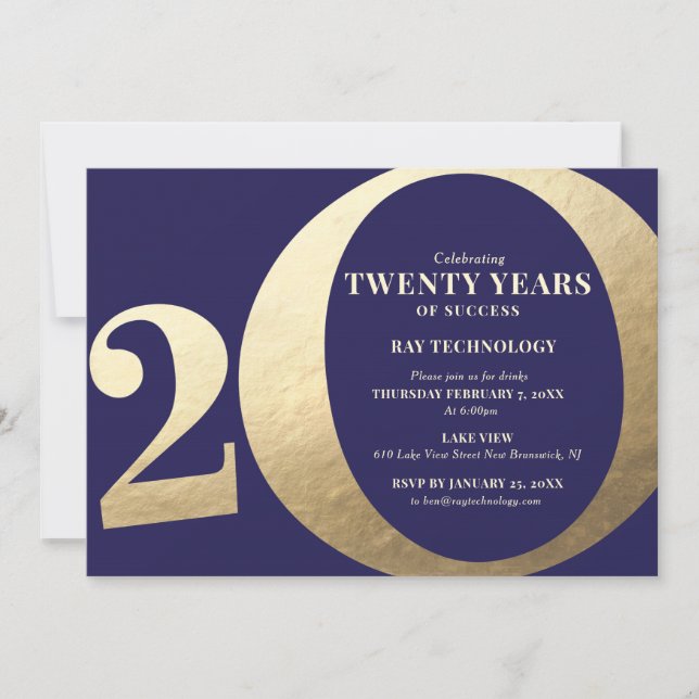 Invitation 20e anniversaire d'entreprise (Devant)