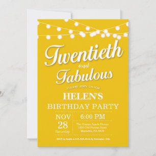 Invitation 20e anniversaire Jaune Fabuleux