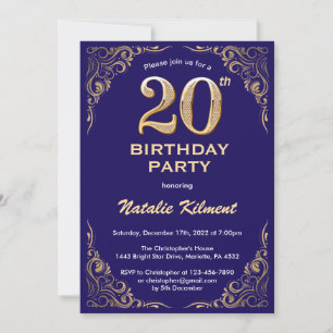 Invitation 20e anniversaire Marine Blue and Gold Parties scin