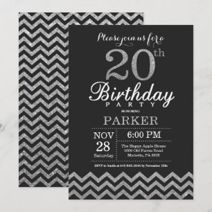 Invitation 20e anniversaire Parties scintillant no